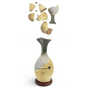 Kintsugi Vase 11” Hand Thrown Studio Pottery Gold Crack Art Personal Growth Gift